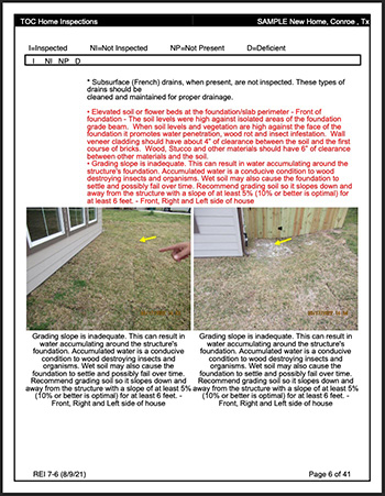 Sample inspection report page